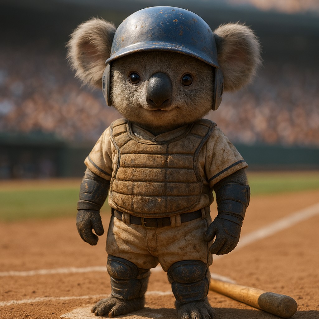 স্টেডিয়ামে ইউনিফর্ম পরে ব্যাট হাতে দাঁড়িয়ে থাকা একটি চরিত্র