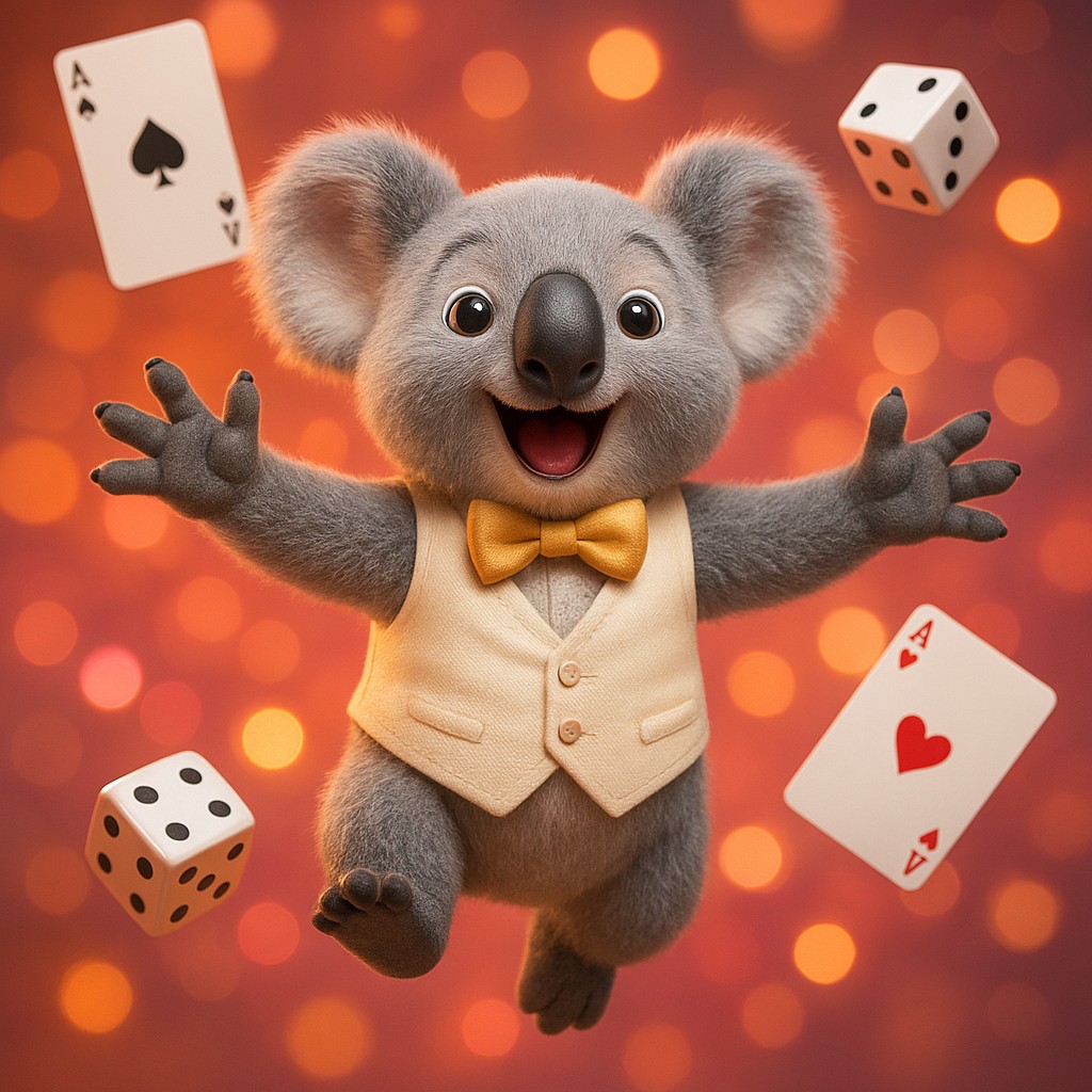 সোনালি আলোয় fd7-র উপস্থিতিতে তাস ও ডাইসের মাঝে উচ্ছ্বাসিত একটি চরিত্র