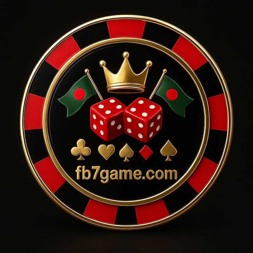 fd7 লোগোসহ সোনালি গেমিং প্ল্যাটফর্মের চিহ্নসমৃদ্ধ আইকনগুলোর সেট: চিপ, মুকুট, খেলার প্রতীক, তারা, বাংলাদেশের পতাকা ও কার্ডচিহ্ন